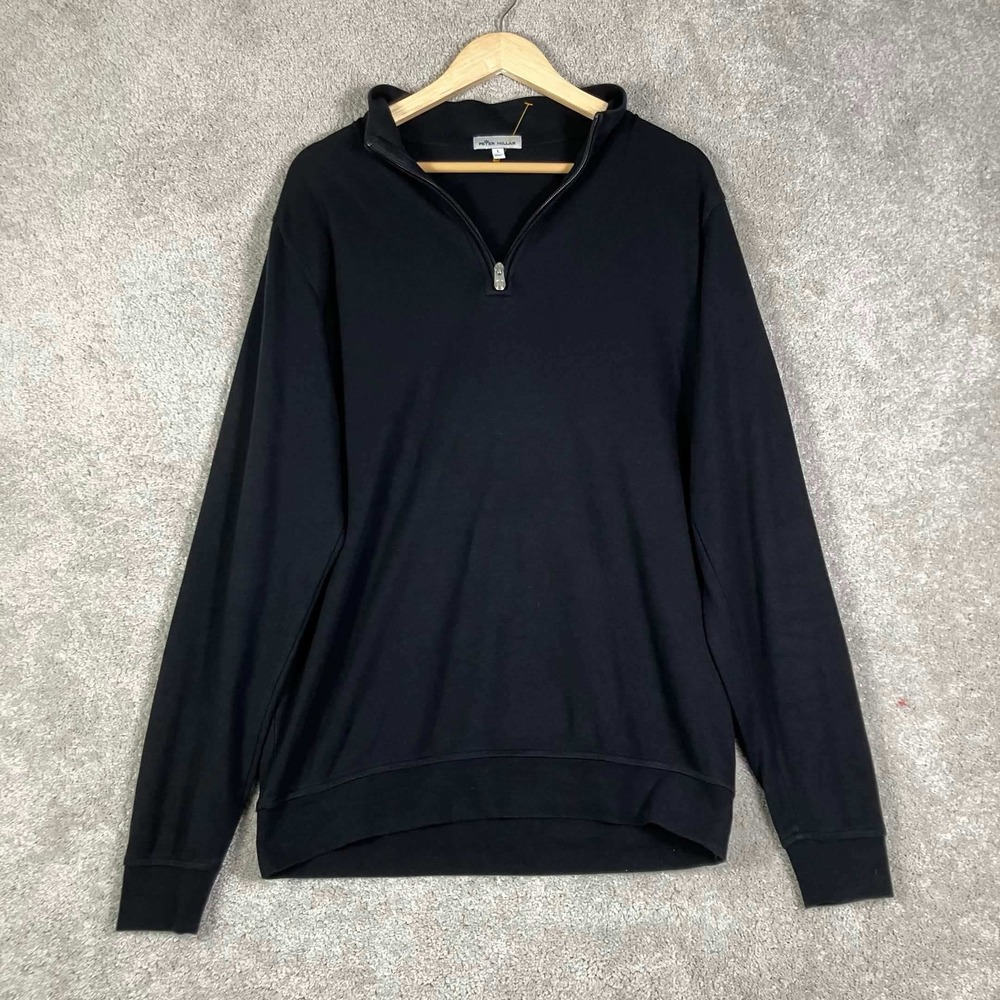 Peter Millar Quarter Zip Pullover Mens Large Black Cotton Modal Blend ME0K40